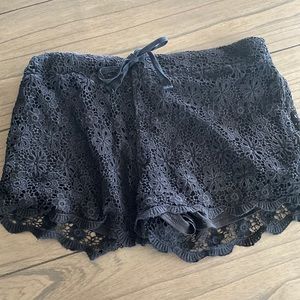 Floral Lace Black Shorts